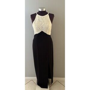 VTG Bari-Jay Dress Size 11-12 Black Ivory Sequin Bodice Whimsigoth Formal Prom